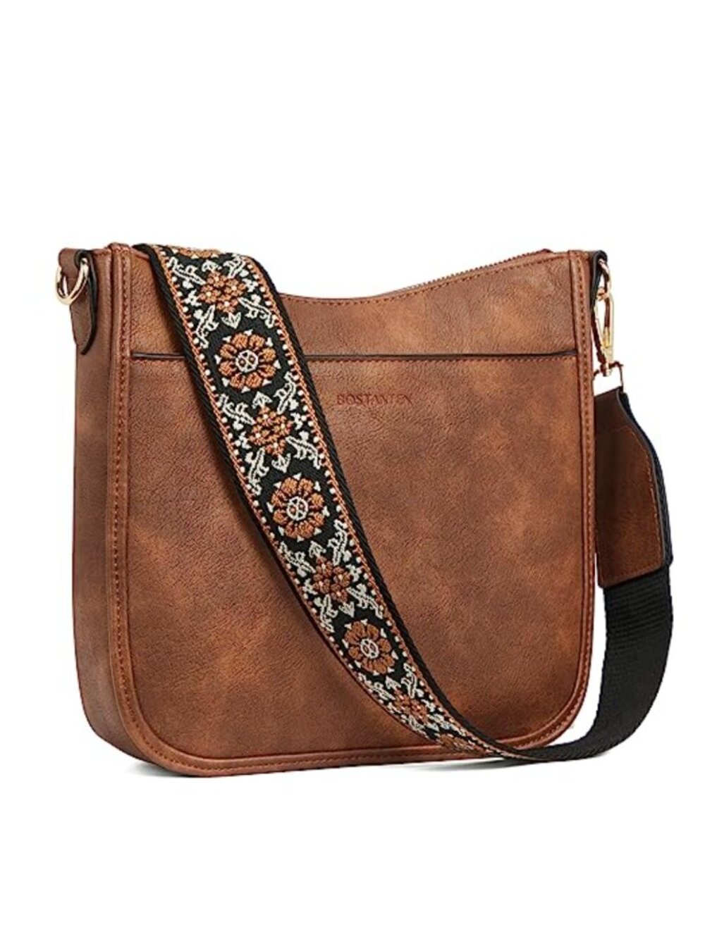 Vegan Leather Hobo Crossbody Bag with Adjustable Strap